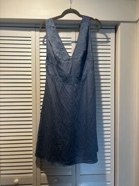 Zara Blue Lace-Trim Midi Dress